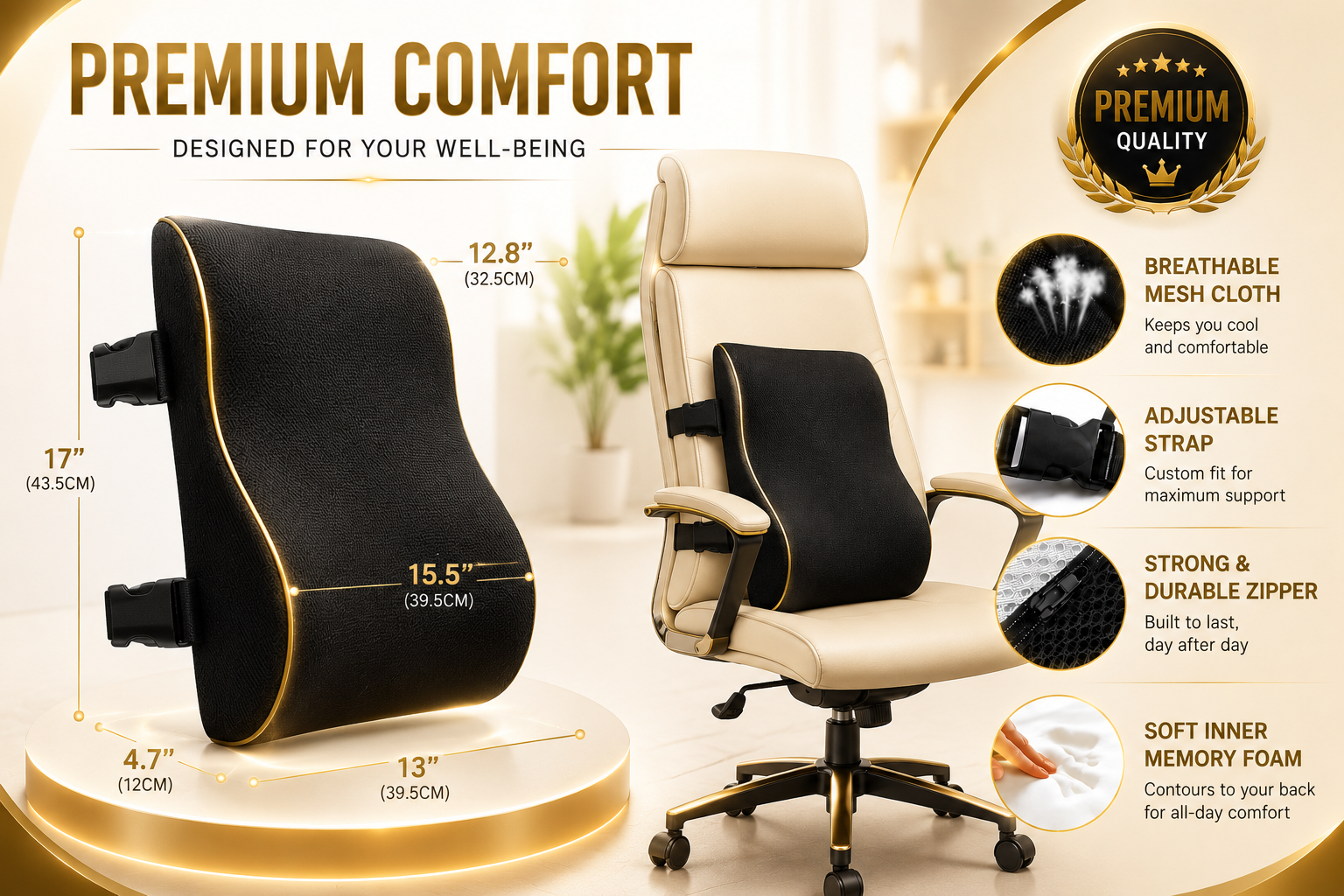 ProDrive Lumbar Support Cushion – Back Pain Relief for Car & Office