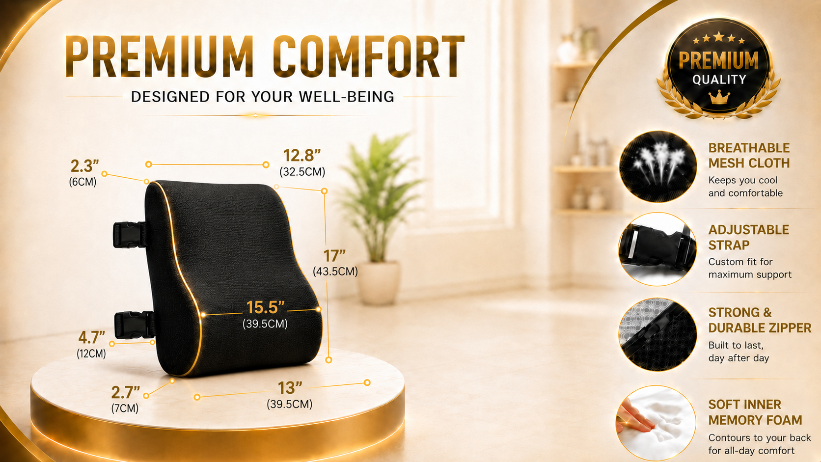 Lumbar Support Cushion for Car & Office