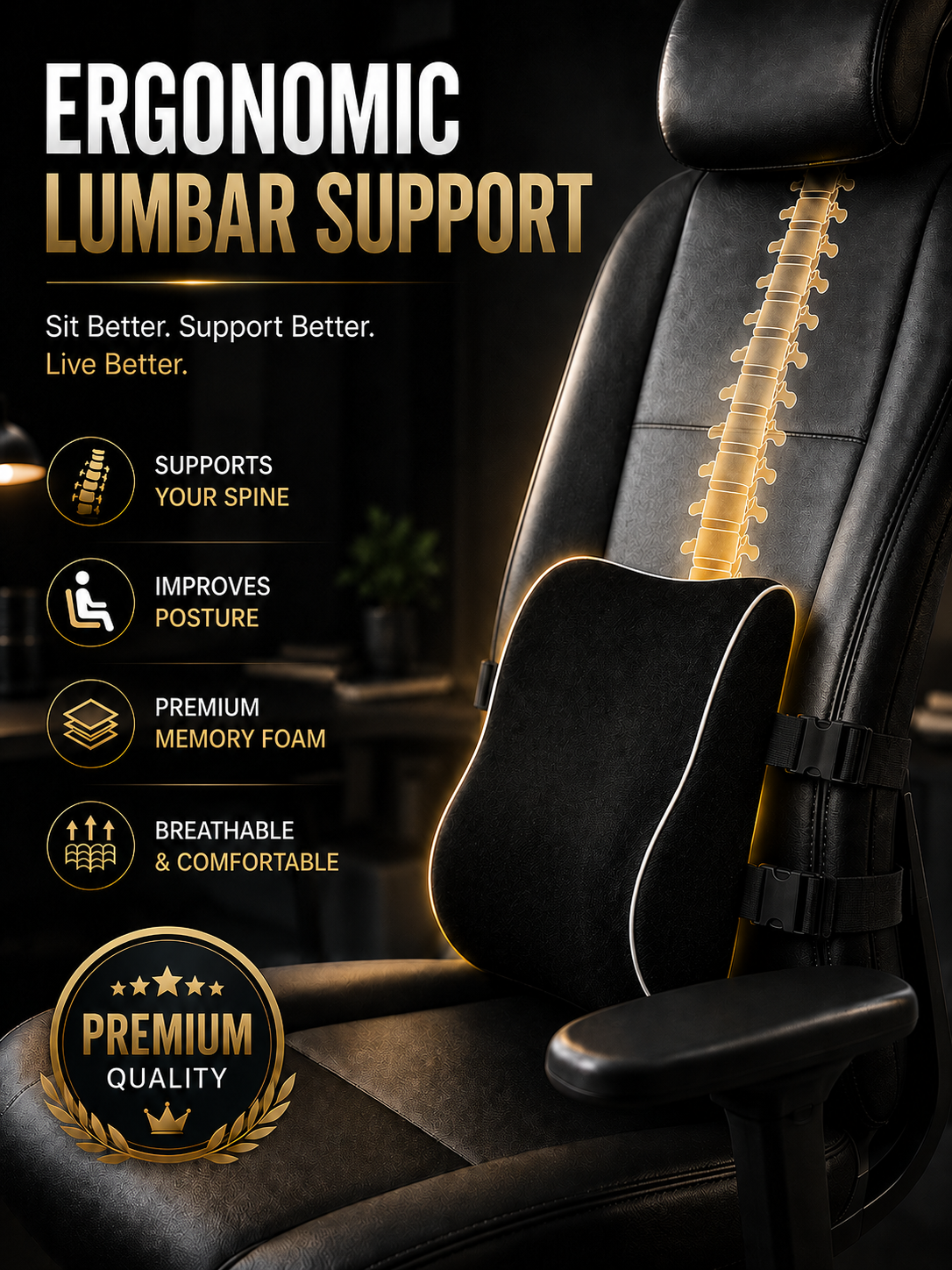 Lumbar Support Cushion for Car & Office